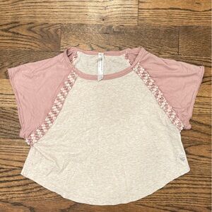 FP Movement Free People Gray Pink Braided Crop Athletic Top XS